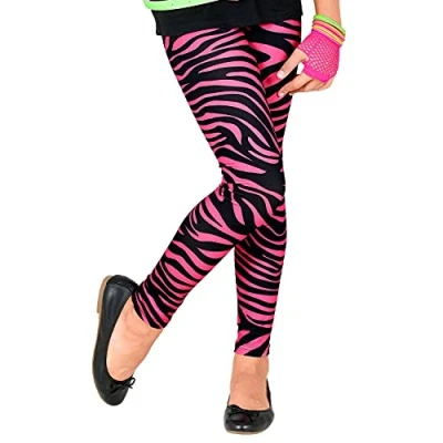 Afbeelding van Widmann Jaren 80 &amp; 90 Kostuum 80s Legging Nice Stripe Neon Groen Meisje Maat 158 Carnavalskleding Verkleedkleding