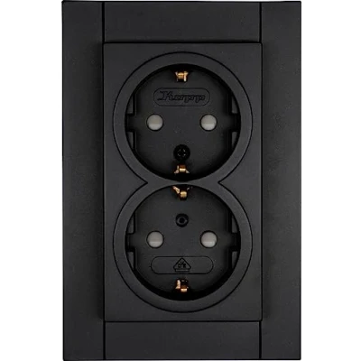 Afbeelding van Kopp Athenis 940250082 Stekkerdoos, 2 voudig met aanraakbeveiliging, 16 A, 250 V , IP20, zwart, mat oppervlak