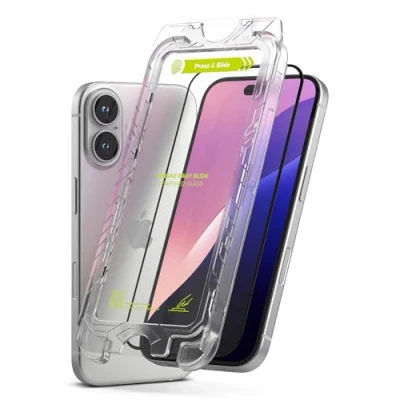 Afbeelding van Ringke Easy Slide Glass Compatibel met iPhone, Screenprotector Installatietool, HD Kwaliteit Premium 9H Hardheid Onbreekbaar Gehard Glas