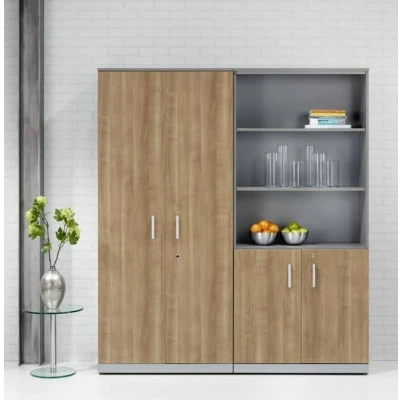 Afbeelding van Dubbele draaideurkast Chief 200x90x42 Donker Eiken met Wit ombouw