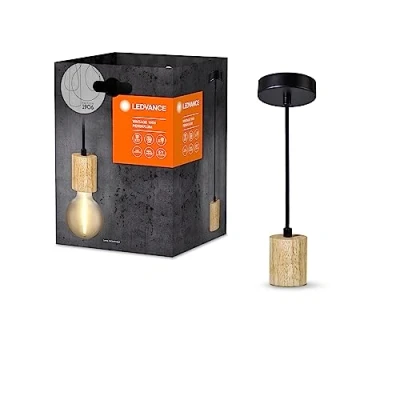 Afbeelding van ledvance pendelarmatuur e27 ip20 max lampvermogen 15w echt hout 1 5m textielkabel xh 100x1630mm 4099854092503