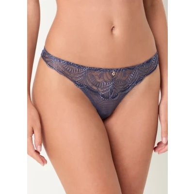 Afbeelding van Aubade dames Vibes tanga van mesh met borduring in de kleur Blauwgrijs, maat: 36