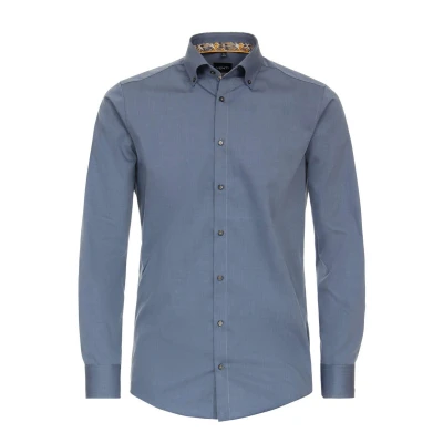 Afbeelding van VENTI modern fit overhemd popeline blauw Strijkvrij Boordmaat: 44