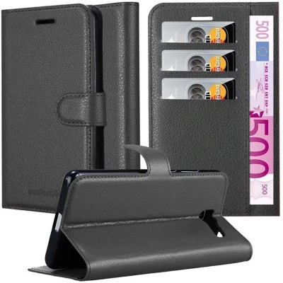 Afbeelding van Cadorabo Hoesje geschikt voor Samsung Galaxy J4 PLUS in PHANTOM ZWART Beschermhoes met magnetische sluiting, standfunctie en kaartvakje Book Case Cover Etui