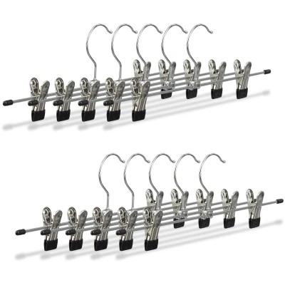Afbeelding van Relaxdays 90x broekhanger metaal klemmen met antislip pantalonhanger kledinghanger