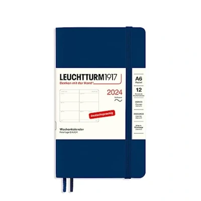 Afbeelding van LEUCHTTURM1917 367671 weekkalender Pocket (A6) 2024, softcover, marine, Duits, 12 maanden