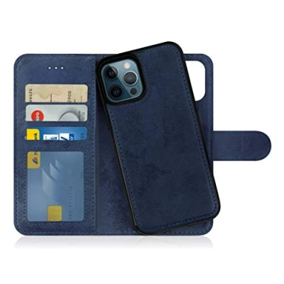 Afbeelding van MyGadget flip case voor iPhone 12 Pro Max magnetische hoes van synthetisch leer, kaartvak beschermhoes portemonnee donkerblauw