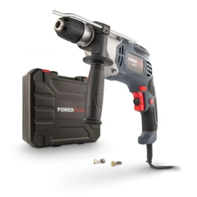 Afbeelding van Powerplus POWE10035 Elektrische klopboormachine 950W Variabele snelheid Snelspanboorkop Incl. opbergkoffer, diepte aanslag en additionele handgreep Boormachine voor beton, hout staal