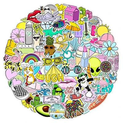Afbeelding van Marsforce Vsco stickers goed humeur, 100 stuks, mooie waterdichte vinyl stickers, decals voor laptop, waterflessen, skateboard, bagage, auto, motorfiets, fiets, gitaar, PS4, koffer, scrapbook, telefoonpad
