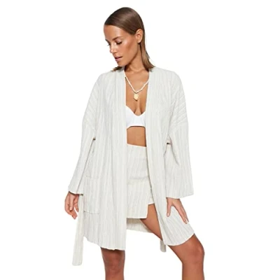 Afbeelding van Trendyol Mini Geweven Kimono &amp; Kaftan Met Groene Riem