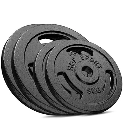 Afbeelding van Hop Sport gewichten set 30 kg naar keuze 2x5 kg, 2x10 gietijzeren halterschijf mm geschikt voor staven met Ø mm, halterschijven uiterst robuust en vormvast