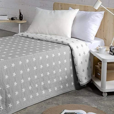 Afbeelding van VIALMAN Lichte sprei Sofia 10 voor eenpersoonsbed 105 cm sterren bed sprei, 200 x 270 cm, grijs