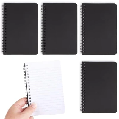 Afbeelding van GEBETTER 4 Packs A6 Kleine Notebooks Wirebound Mini Spiraal Zakformaat Notepads Zwart Cover Memo Note Pads Gevoerd Papier Notebook