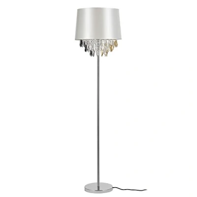 Afbeelding van Staande lamp Royality met kristallen 165 cm E27 wit en chroom