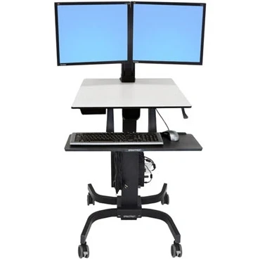 Afbeelding van Ergotron WorkFit C TV wagen 2 voudig 25,4 cm (10) 61,0 (24) Zwart, Grijs In hoogte verstelbaar, Toetsenbordhouder, Roteerbaar