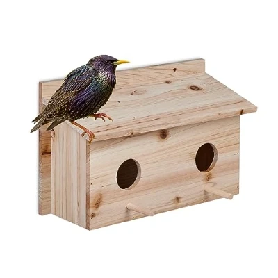Afbeelding van Relaxdays nestkast spreeuwen hout vogelhuis vogelnestkast invliegopening 5 cm