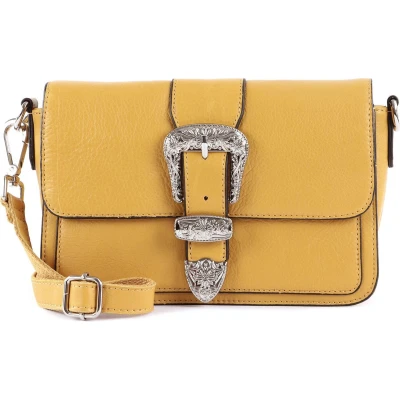 Afbeelding van FREDsBRUDER Leren Schoudertas Kesey Flapover Crossbody Sunny Yellow Mosterdgeel