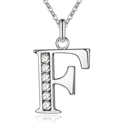 Afbeelding van Zilverkleurige Letter F Dames Ketting met Zirkonia