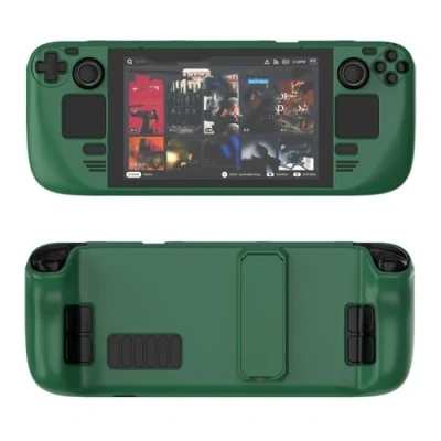 Afbeelding van Kleurrijke beschermhoes geschikt voor stoomdek, pc materiaal, volledige bescherming, met standaard, huidvriendelijk gevoel, accessoires gameconsole (groen)