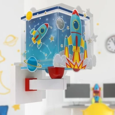 Afbeelding van Dalber kinder wandlamp kinderkamer kinderlamp Rocket ruimte raket zonnestelsel