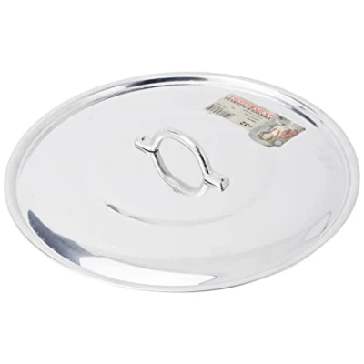 Afbeelding van Agnelli Pentole FAMA2932 plat deksel met handgreep, rand en brug, zware uitvoering van BLTF aluminium, gepolijst zilver, 32 cm