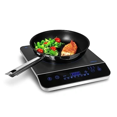 Afbeelding van MEDION inductiekookplaat / 2000 Watt/temperatuurbereik 60 240C 8 automatische programma&#039;s 10 vermogensstanden/LED display/MD 17595 zwart
