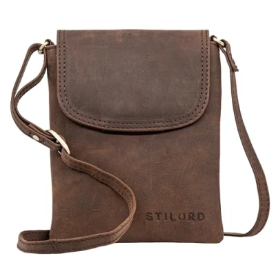 Afbeelding van STILORD &#039;Ellis&#039; Crossbody telefoontas lederen schoudertas kleine case voor Smartphone en portemonnee Cross Over tas XS Echt Vintage Leer, Kleur:zamora bruin