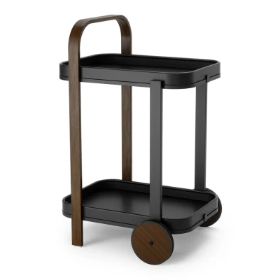 Afbeelding van Umbra Opbergtrolley Bellwood Bar Serveerwagen Zwart Walnoot 53x44x80cm