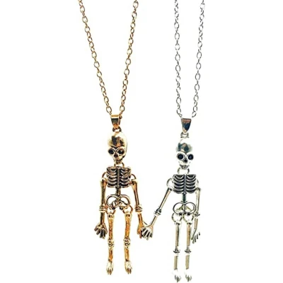 Afbeelding van Bixorp Friends Halloween BFF Ketting voor 2 met Skelet Goud &amp; Zilverkleurig Vriendschapsketting
