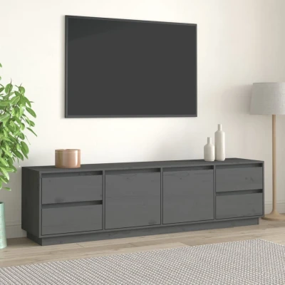 Afbeelding van Tv meubel 176x37x47,5 cm massief grenenhout grijs