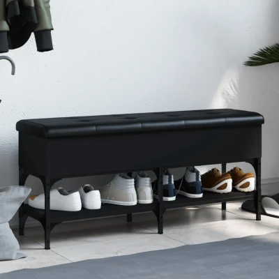 Afbeelding van Schoenenbank 102x32x45 cm bewerkt hout zwart