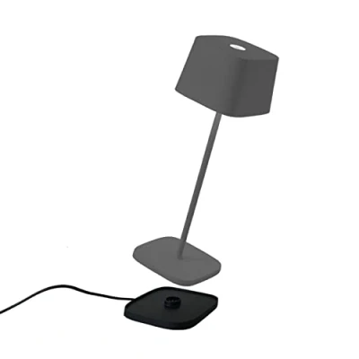 Afbeelding van Zafferano Ofelia Tafellamp Oplaadbare Buitenlamp Antraciet Spatwaterdicht (IP65) Bureaulamp Snoerloos Dimbare LED Lamp Draadloos Oplaadstation Terraslamp USB Oplaadbaar 29 cm x Ø10