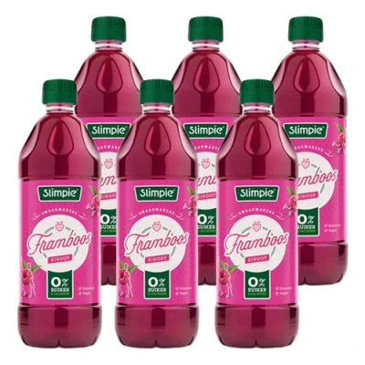 Afbeelding van 6x Slimpie Siroop Framboos 650 ml