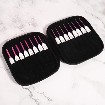 Afbeelding van DIY Ergonomische Breinaalden, Weefgaren Set Aluminium Haak Voor Beginners, Breien Garen Weven(Pink crochet set)