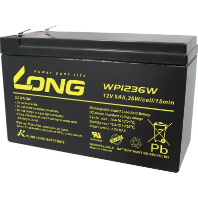Afbeelding van Long WP1236W Loodaccu 12 V 9 Ah Loodvlies (AGM) (b x h d) 151 102 65 mm Kabelschoen 6.35 Geringe zelfontlading, Onderhoudsvrij