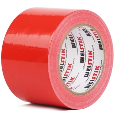 Afbeelding van WELSTIK Professionele kwaliteit plakband, waterdichte stof, gekleurd lint voor reparaties, knutselen, 75 mm x 41 m, rood