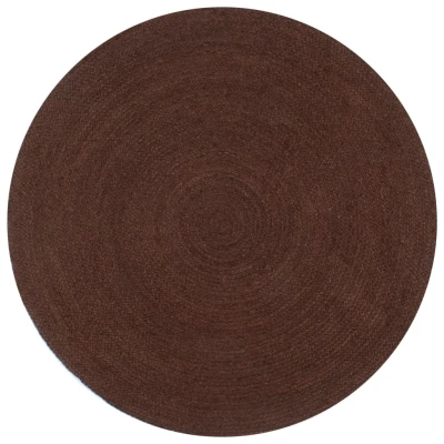 Afbeelding van Vloerkleed handgemaakt rond 90 cm jute bruin