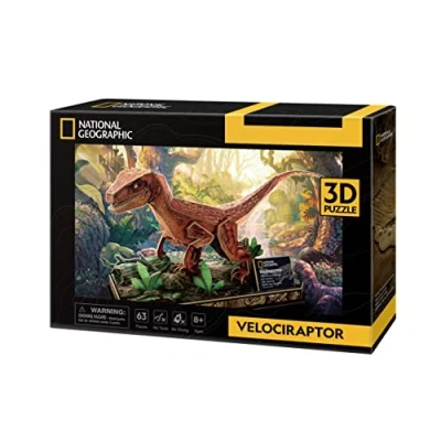 Afbeelding van 3D Puzzel l National Geographic Velociraptor Dinosaurussen voor Kinderen en Volwassenen Cadeau Jongen 8 jaar of Ouder Verjaardagscadeaus