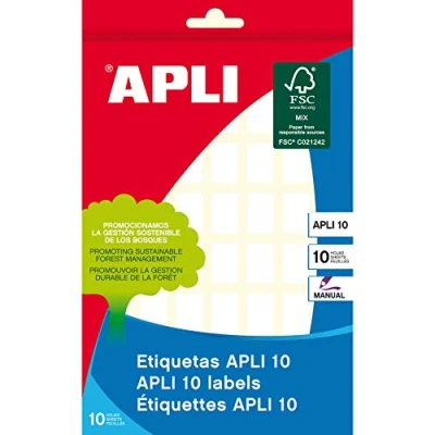 Afbeelding van APLI 1635 etiketten 10 wit 12,0 x 18,0 mm vellen
