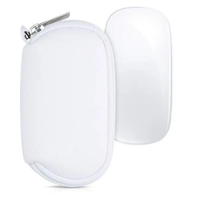 Afbeelding van kwmobile computermuis hoes geschikt voor Apple Magic Mouse 1 / 2 hoesje Muis beschermhoes met rits case van neopreen in wit
