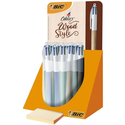 Afbeelding van Bic 4 Colours Marble, Balpen, Medium, Klassieke Inktkleuren, Display Van 30 Stuks Balpen