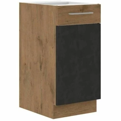 Afbeelding van ROCK onderkast Melamine met lancelot eiken en matera grijs decor 1 deur L40 x H82 cm