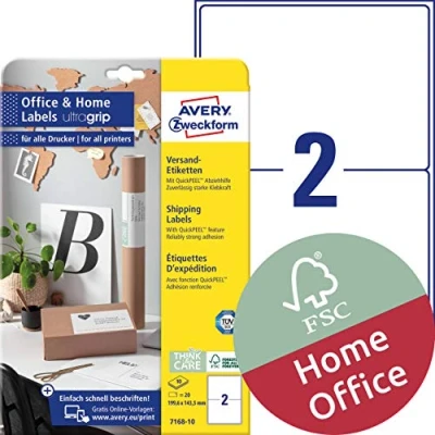 Afbeelding van Avery Gerecyclede ordnerrugetiketten, 10 vel 192 x 61 mm, wit, Inkjetp