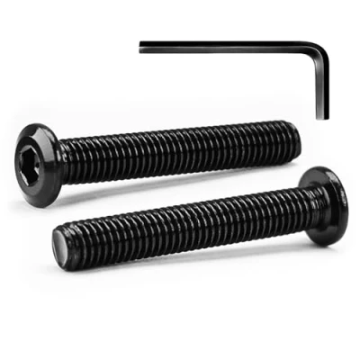 Afbeelding van M4 x 40 mm, 20 stuks zeskantschroeven met platte kop, van roestvrij staal A2 V2A, zwart geoxideerd (met inbussleutel)