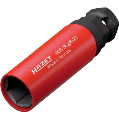 Afbeelding van HAZET Krachtdopsleutel 903SLG6 21 · 1/2 inch (12,5 mm) vierkant hol, 24 mm buitenzeskant Buiten zeskant tractieprofiel SW mm