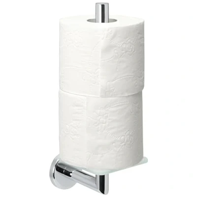 Afbeelding van bremermann Badkamerserie Lucente vervangende toiletpapierhouder van verchroomd roestvrij staal, hoogglanzend met glazen bodem