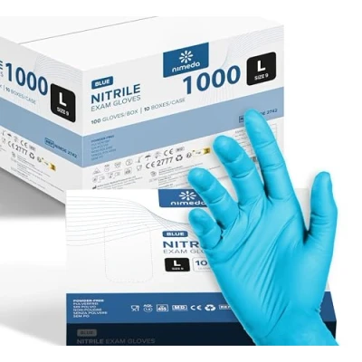 Afbeelding van Kemes Nitril handschoenen, L, 1000 stuks, lichtblauw, wegwerphandschoenen, latexvrij, poedervrij, nitril, maat large