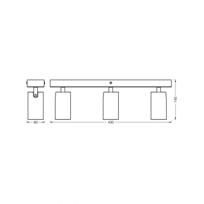 Afbeelding van OSRAM LED SPOT OCTAGON 3 x 3,4W, GU10, 690lm, zwart, 2.700K kleurtemperatuur, warm witte lichtkleur, tijdloos, vervangbare ledlamp, ideaal voor interieurs, CRI 90, verstelbare koppen, dimbaar