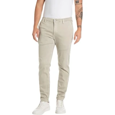 Afbeelding van Replay Zeumar Hyperchino Herenbroek, slimfit, kleur Xlite, 604 Moon Grey, 30W / 30L