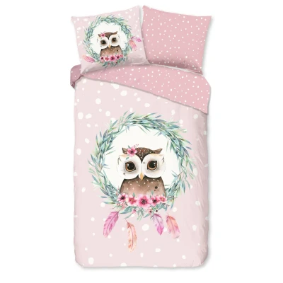 Afbeelding van Dekbedovertrek Good Morning Owli Pink Katoen 140 x 200 / 220 cm 1 Persoons